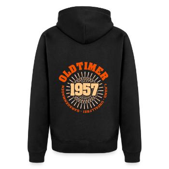 1957 - Unisex Premium Bio Zip Hoodie - Schwarz - Hinten - Nico (187cm)