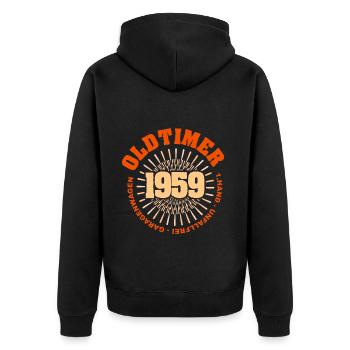 Spruch 1959 - Unisex Premium Bio Zip Hoodie - Schwarz - Hinten - Nico (187cm)