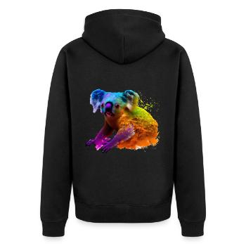 Koala in explosion of colour - Unisex Premium Organic Zip Hoodie - black - Back - Nico (187cm)