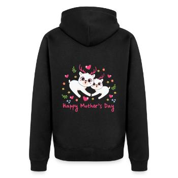 happy Mothersday - Unisex Premium Bio Zip Hoodie - Schwarz - Hinten - Nico (187cm)