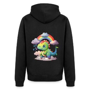 Dinosaurier Dino Baby Regenbogen Geschenk - Unisex Premium Bio Zip Hoodie - Schwarz - Hinten - Nico (187cm)