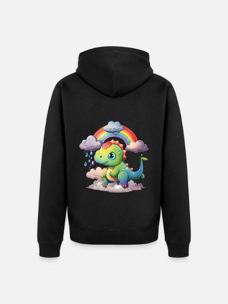 Dinosaurier Dino Baby Regenbogen Geschenk - Unisex Premium Bio Zip Hoodie - Schwarz
