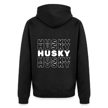Husky - Unisex Premium Bio Zip Hoodie - Schwarz - Hinten - Nico (187cm)