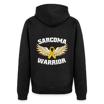 Sarkom-Krieger - Unisex Premium Bio Zip Hoodie - Schwarz - Hinten - Nico (187cm)