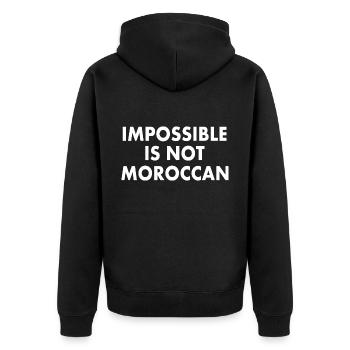 Marokko - impossible is not moroccan - Unisex Premium Bio Zip Hoodie - Schwarz - Hinten - Nico (187cm)