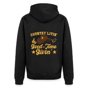 Country-Musik - Unisex Premium Bio Zip Hoodie - Schwarz - Hinten - Nico (187cm)
