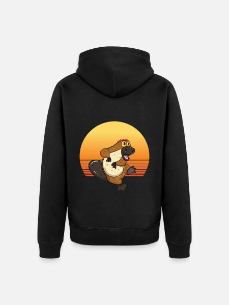 Platypus Retro - Unisex Premium Organic Zip Hoodie - black