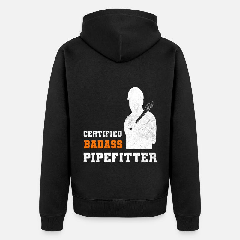 Lustige Pipefitter Dampfer - Unisex Premium Bio Zip Hoodie - Schwarz