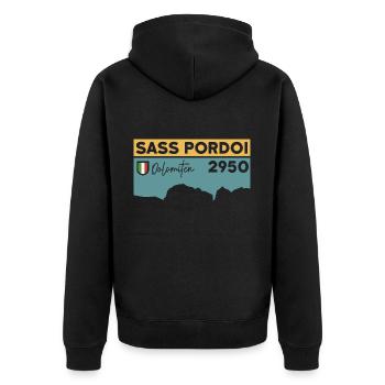 Sass Pordoi Randonnée Pordoi Pic Sella Dolomites - Veste à capuche bio Premium Unisexe - noir - Dos - Nico (187cm)
