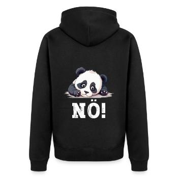 Nö Einfach Nö No Nein Panda Bär Süß Lustig Spruch - Unisex Premium Bio Zip Hoodie - Schwarz - Hinten - Nico (187cm)
