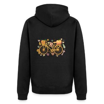 Herbst-Fahrrad - Unisex Premium Bio Zip Hoodie - Schwarz - Hinten - Nico (187cm)
