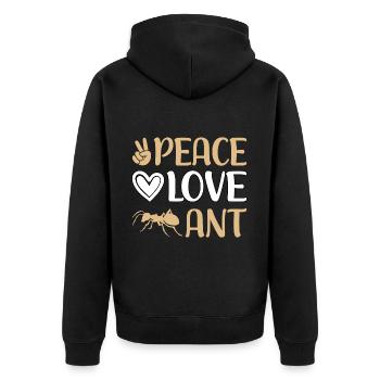 Peace Love Ant - Unisex Premium Organic Zip Hoodie - black - Back - Nico (187cm)