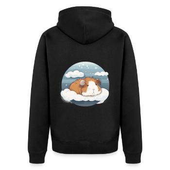 Niedliches Schlafendes Meerschweinchen - Unisex Premium Bio Zip Hoodie - Schwarz - Hinten - Nico (187cm)