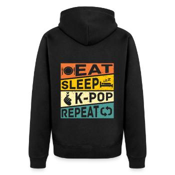 Essen Schlafen K Pop Wiederholen Retro K Pop - Unisex Premium Bio Zip Hoodie - Schwarz - Hinten - Nico (187cm)