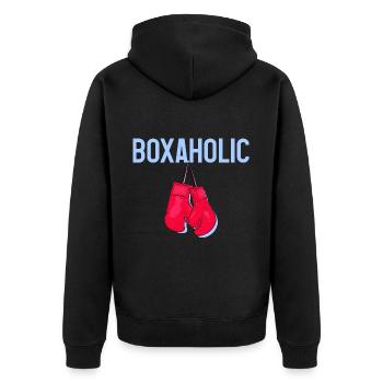 Boxaholic 4 - Unisex Premium Organic Zip Hoodie - black - Back - Nico (187cm)