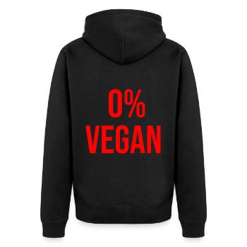0 Prozent Vegan - Unisex Premium Bio Zip Hoodie - Schwarz - Hinten - Nico (187cm)