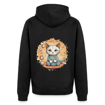 Cat in Space - Cute kitten surrounded by stars - Unisex Premium Organic Zip Hoodie - black - Back - Nico (187cm)