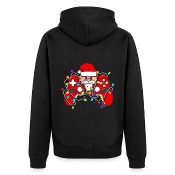 Christmas Gaming Controller - Unisex Premium Bio Zip Hoodie - Schwarz - Hinten - Nico (187cm)
