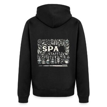 Spa Staff 5 - Unisex Premium Organic Zip Hoodie - black - Back - Nico (187cm)