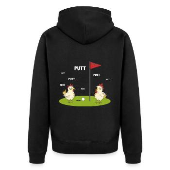 Geschenk für Minigolfspieler - Unisex Premium Bio Zip Hoodie - Schwarz - Hinten - Nico (187cm)
