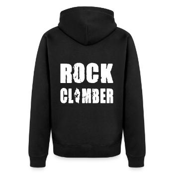 Rock Climber - Unisex Premium Bio Zip Hoodie - Schwarz - Hinten - Nico (187cm)