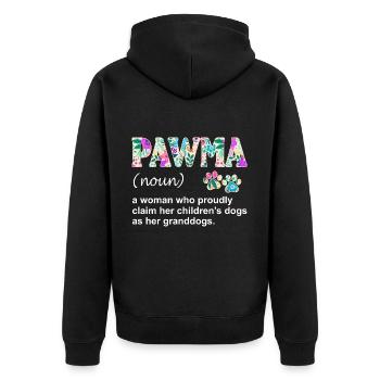 Pawma Substantiv Definition Mama Oma Hundeliebhaber - Unisex Premium Bio Zip Hoodie - Schwarz - Hinten - Nico (187cm)