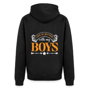 La vie est meilleure avec mes garçons 34 - Veste à capuche bio Premium Unisexe - noir - Dos - Nico (187cm)