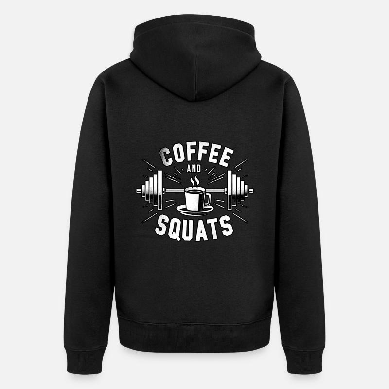 Coffee And Squats 12 - Unisex Premium Organic Zip Hoodie - black