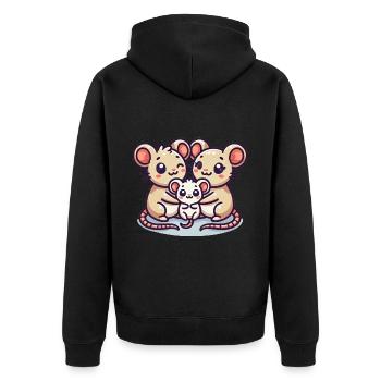Mouse Family Mother And Father With One Child - Unisex Premium Organic Zip Hoodie - black - Back - Nico (187cm)