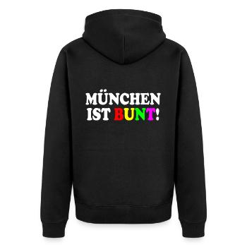 Munich est colorée - Veste à capuche bio Premium Unisexe - noir - Dos - Nico (187cm)