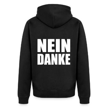 Nein danke - Unisex Premium Bio Zip Hoodie - Schwarz - Hinten - Nico (187cm)