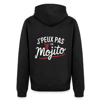 Ich kann keinen Mojito haben - Unisex Premium Bio Zip Hoodie - Schwarz - Hinten - Nico (187cm)