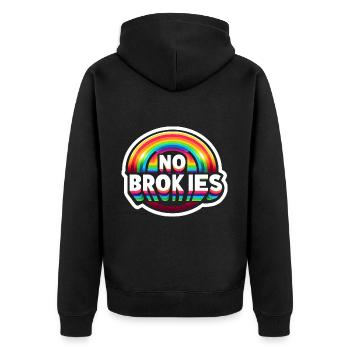 No Brokies 6 - Unisex Premium Bio Zip Hoodie - Schwarz - Hinten - Nico (187cm)