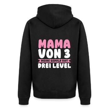 Mama Von 3 Kindern - Unisex Premium Bio Zip Hoodie - Schwarz - Hinten - Nico (187cm)