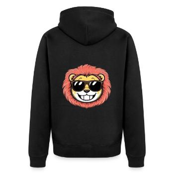 Mignon lion kawaii avec des lunettes de soleil - Veste à capuche bio Premium Unisexe - noir - Dos - Nico (187cm)