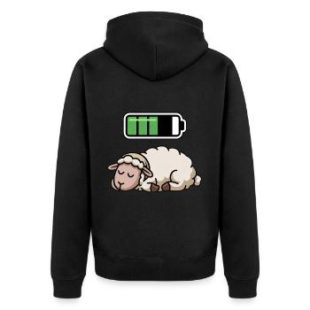 Sheep Sleeping Recharging Night Bedtime - Unisex Premium Bio Zip Hoodie - Schwarz - Hinten - Nico (187cm)