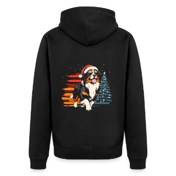 Cooler Berner Sennenhund Weihnachten - Unisex Premium Bio Zip Hoodie - Schwarz - Hinten - Nico (187cm)
