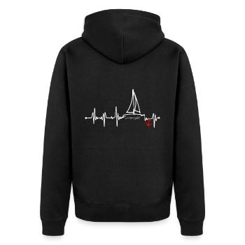 SAILING - Heartbeat - Water Sports - Unisex Premium Organic Zip Hoodie - black - Back - Nico (187cm)