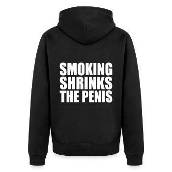 Smoking shrinks the penis - Veste à capuche bio Premium Unisexe - noir - Dos - Nico (187cm)