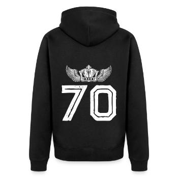 70 Number crown - Unisex Premium Organic Zip Hoodie - black - Back - Nico (187cm)
