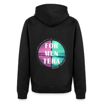 Formentera Sommer Sonne Strand Meer Palmen Party - Unisex Premium Bio Zip Hoodie - Schwarz - Hinten - Nico (187cm)