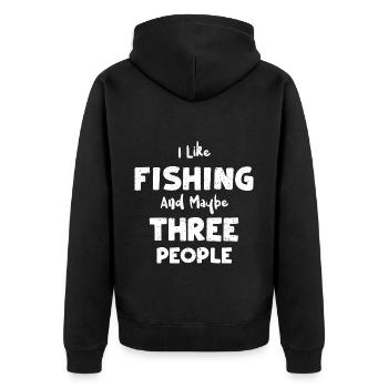 J’aime la pêche et peut-être trois p... - Veste à capuche bio Premium Unisexe - noir - Dos - Nico (187cm)