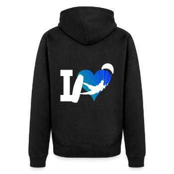 Kitesurf Kiting Kitesurfing Women Kite Men - Unisex Premium Organic Zip Hoodie - black - Back - Nico (187cm)