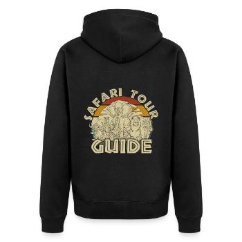 Safari Tour Guide Kostüm Afrika Zoo Tour Reise - Unisex Premium Bio Zip Hoodie - Schwarz - Hinten - Nico (187cm)