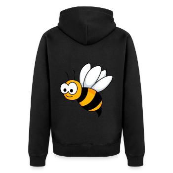 Honigbiene Comic Tier - Unisex Premium Bio Zip Hoodie - Schwarz - Hinten - Nico (187cm)