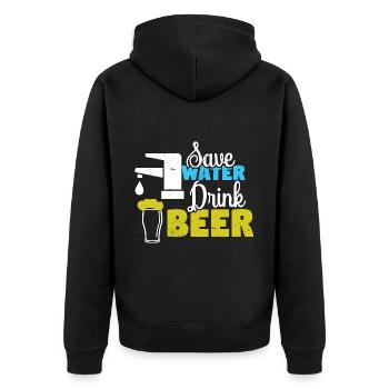 Bier Alkohol Party Trinkspiel Saufen - Unisex Premium Bio Zip Hoodie - Schwarz - Hinten - Nico (187cm)