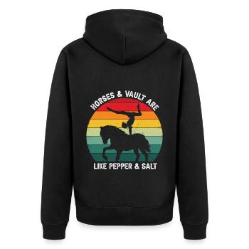 Voltigieren Design und Voltigieren Pferde Designs - Unisex Premium Bio Zip Hoodie - Schwarz - Hinten - Nico (187cm)