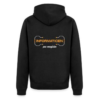 Je suis informaticien, pas magicien Humour travail - Veste à capuche bio Premium Unisexe - noir - Dos - Nico (187cm)