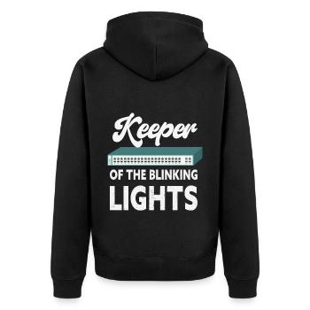 Keeper of the Blinking Lights IT Tech Network - Unisex Premium Organic Zip Hoodie - black - Back - Nico (187cm)