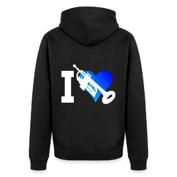 Trompeter Herren Trompetenspieler Trompetenspielen - Unisex Premium Bio Zip Hoodie - Schwarz - Hinten - Nico (187cm)